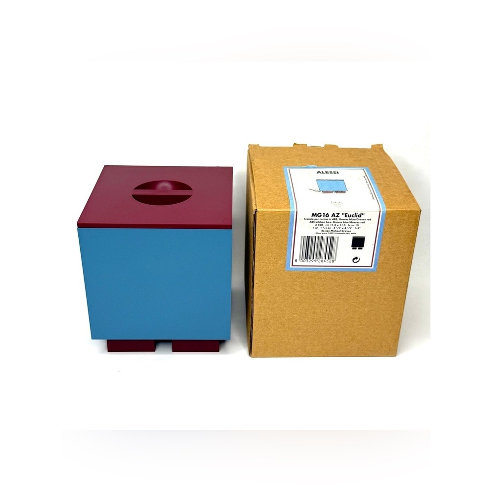 Alessi Michael Graves NIB Euclid MG16 Kitchen Box Canister Postmodern Blue Red